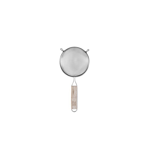 Iris brand 18/8 stainless steel strainer with wooden handle 14 cm
