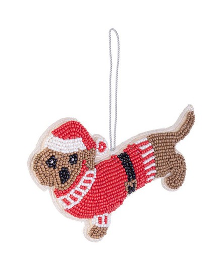 Colgante Arbol Navidad Tela Diseño Perro Salchicha Bizzotto