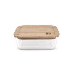 Contenedor rectangular vidrio 1050 ml. Tapa bambú iris