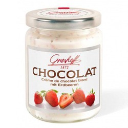 Witte chocoladeroom met aardbeien 250 gram Grashoff