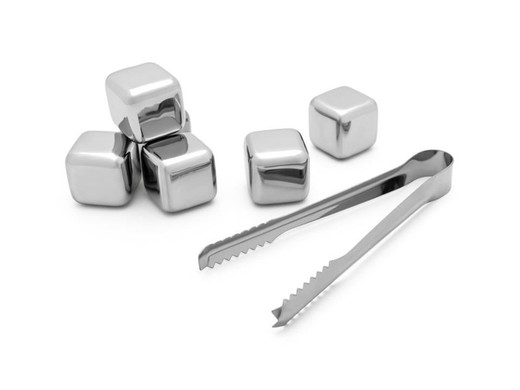 Stainless steel cubes (6 pcs.) with leopold tongs