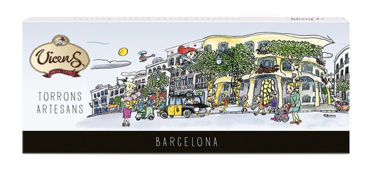 Vicens Barcelona Nougat presentförpackning Paseo Gracia Sortiment 7 x 35 gram Hård-mjuk-guirlache 245g