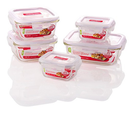 Square glass lunch box 500ml (oven safe)