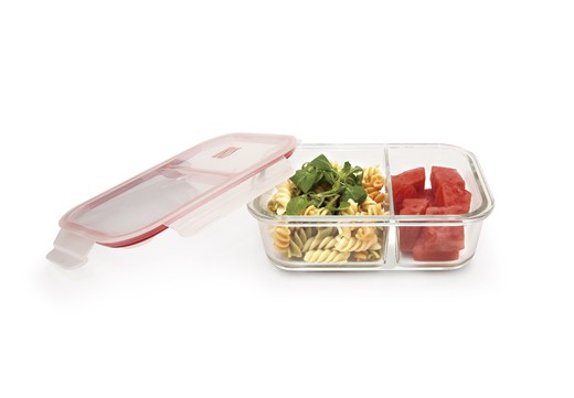 950ml rectangular glass lunch box (compartments) (oven safe) iris