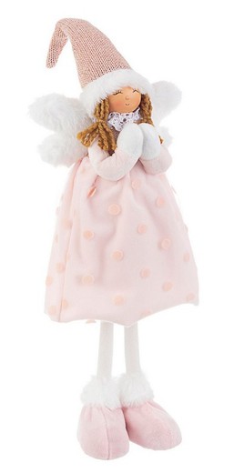 Figura Angel Navidad Rosa 50 cms