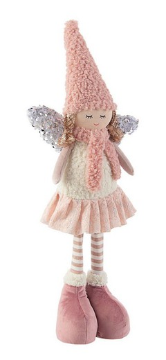 Figura Angel Navidad Rosa Blanco 52 cms