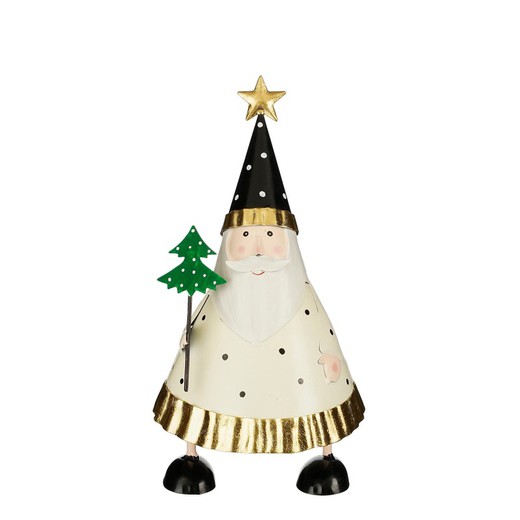 Figura Decoración Navidad Santa Claus Blanco Grande Metalico Edelmann
