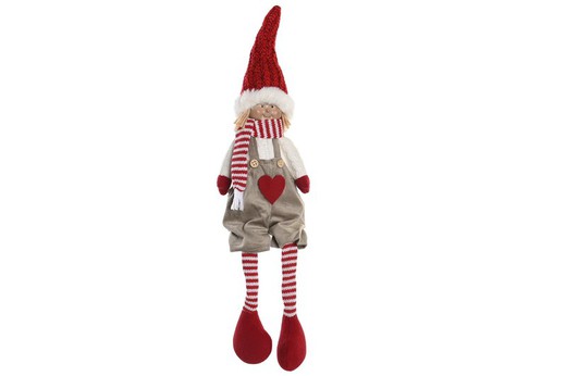 Figura bambola di Natale con cuore rosso 13x9x45