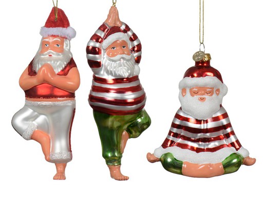 Figura Papa Noel Yoga Decoración Arbol Navidad Kaemingk