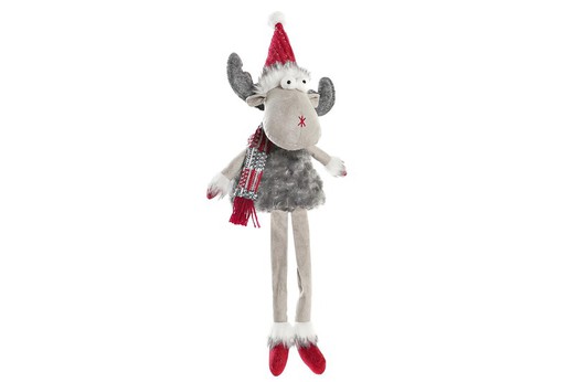 Figura Reno Navidad Rojo Gris 20X15X55