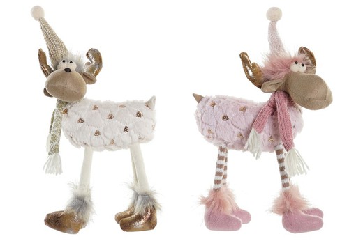 Pink christmas reindeer figurine 40 cm