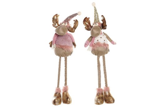 Christmas Pink Reindeer Figure 15x17x50 Long Legs