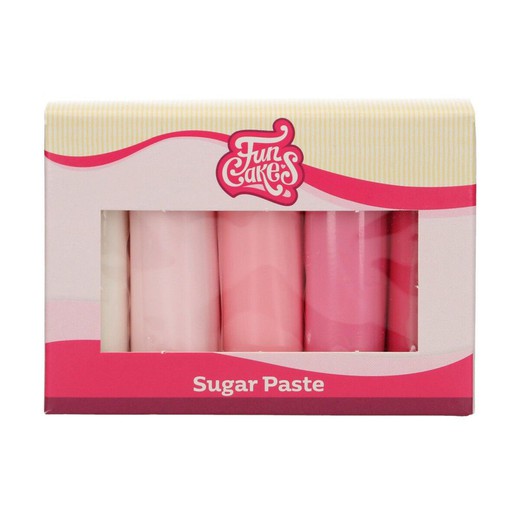 Fondant multipack pink farver 5x100grs funcakes