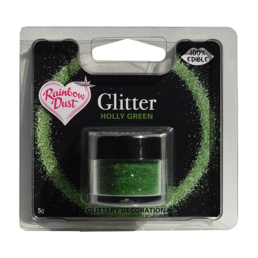 glitter gnistra grönt järnek regnbågsdamm