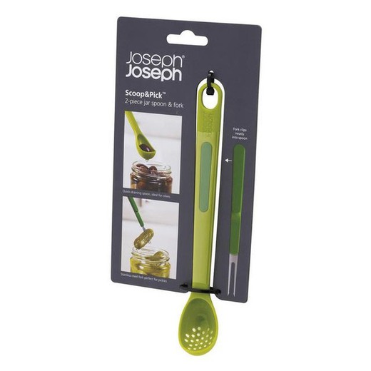 2-in-1 zeeflepel en vorkenset voor hapjes Green Scoop&Pick Joseph