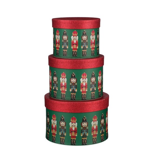 Juego de 3 cajas de Navidad Diseño Cascanueces Especial para Regalo Edelmann