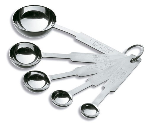 Set of 5 Lacor 18/10 Stainless Steel Spoon Measurements