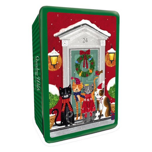 Christmas Cookie Tin Metal Gift Box Grandma Wild's Cats 300 grs