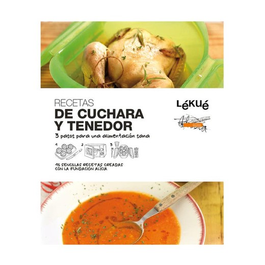 Livre de recettes de cuisine avec cuillère et fourchette lékue Espagnol lekue