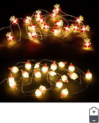 Luces de Navidad Microled 20 luces Forma Regalos y Papa Noel con pilas Bizzotto