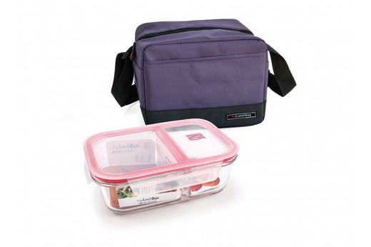 Lunchbag bolsa para comida real lila 3.5l (cont. Vidrio dividido) iris