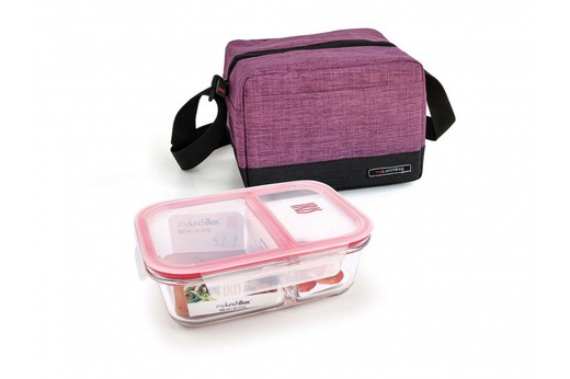 Lunchbag bolsa para comida real lila jaspeada 3.5l (cont. Vidrio dividido) iris