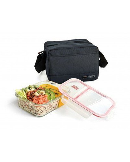 Lunchbag bolsa para comida real negro 3.5l (cont. Vidrio dividido) iris