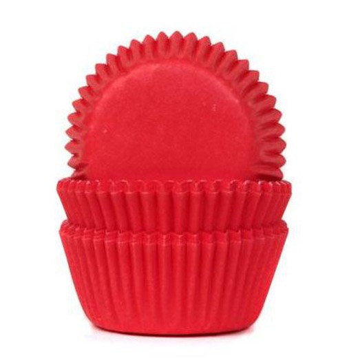 House of Marie rood fluwelen mini cupcake capsule 60 stuks