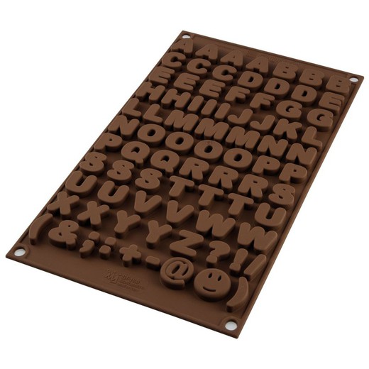 Stampo per cioccolato al cioccolato con alfabeto Silikomart