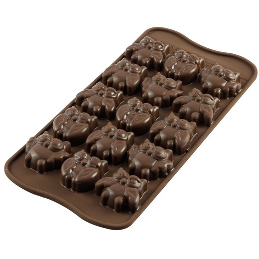 Stampo per cioccolato al cioccolato con gufo Silikomart