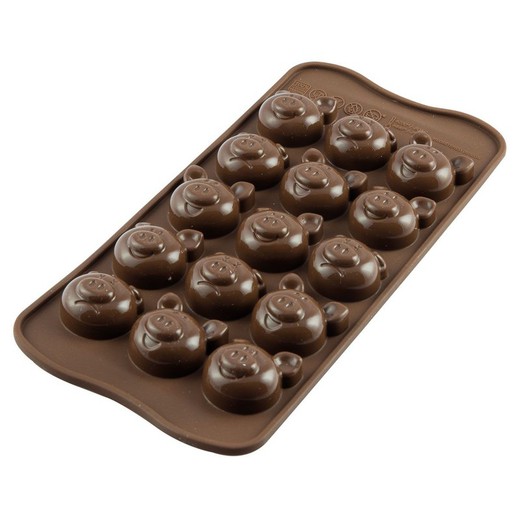 Stampo per cioccolato al cioccolato con maiali Silikomart