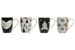 Mug taza de navidad porcelana blanco negro