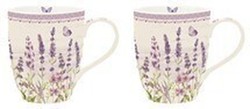 Mug Taza Lavanda Juego 2 Porcelana Easy Life