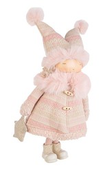 Muñeca Navidad Rosa Alta Calidad De Pie 40 cms Bizzotto