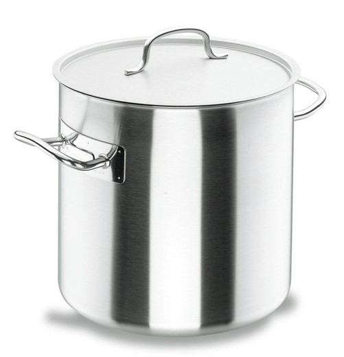 Straight Pot with Lid 16 Chef Stainless Steel Professional Lacor