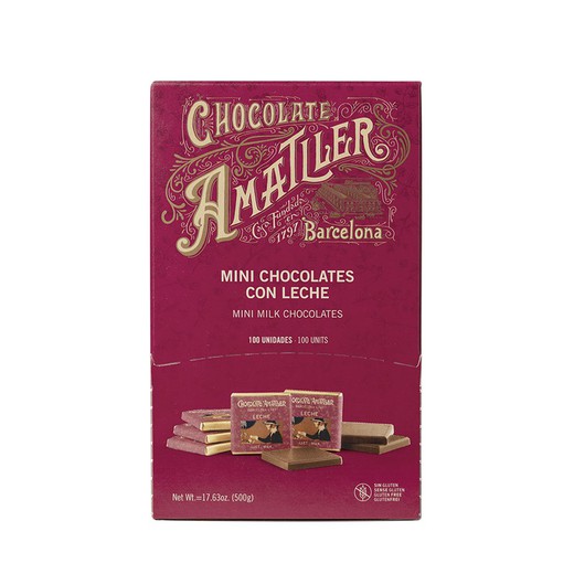 Amatller choko mælkechokolade pakke 5 grs 100 enheder