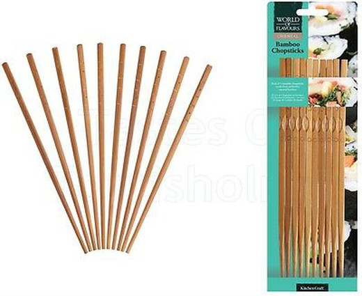 Bamboo chopsticks 24 cm, pack of 10 units