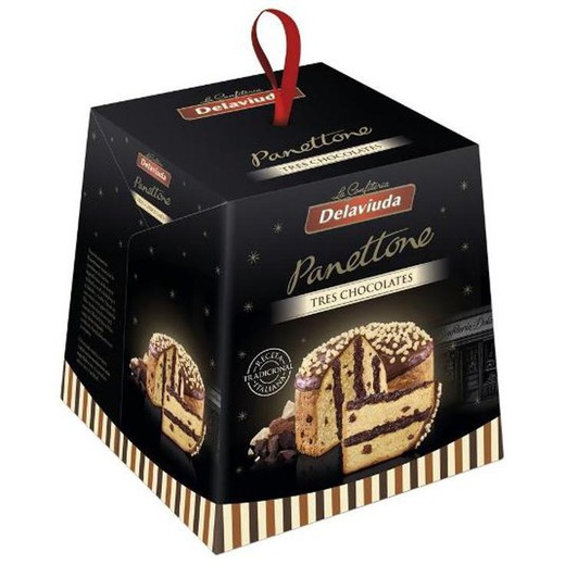 Panettone 3 Chocolates Delaviuda 750 GRS