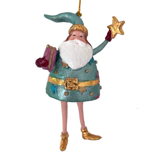 Santa Claus Blue Star Christmas Decoration Artisan Santa & Co