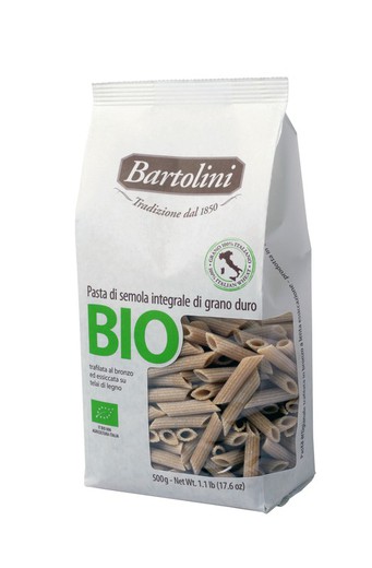 Ζυμαρικά πένες ολικής αλέσεως bartolini bio 500 γρ