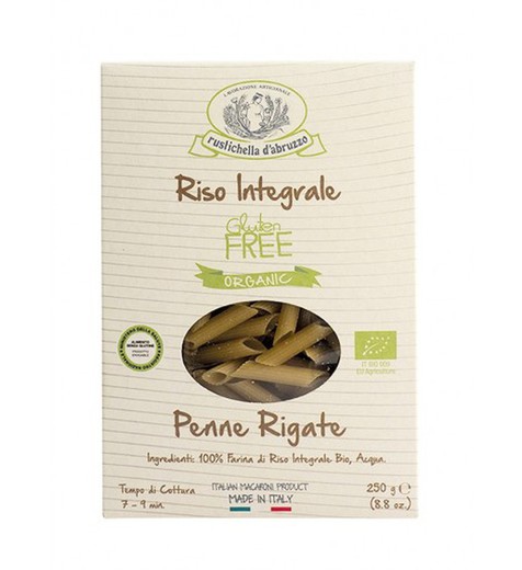 Penne rigate with brown rice gluten-free rustichella d'abruzzo 250 grs bio
