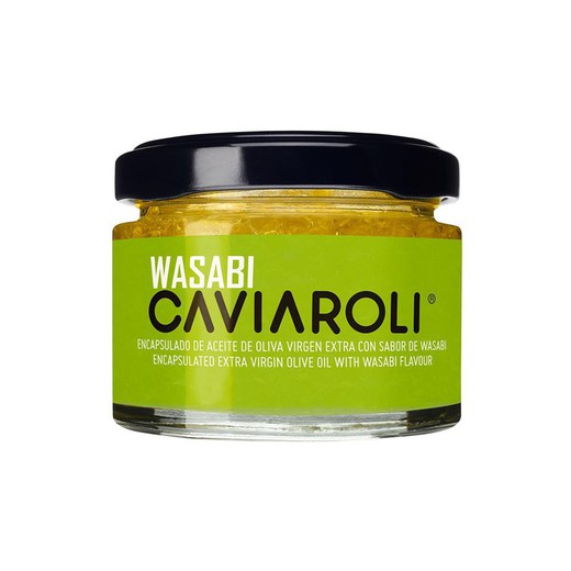Extra virgin olive oil pearls with wasabi 20 g caviaroli spheres