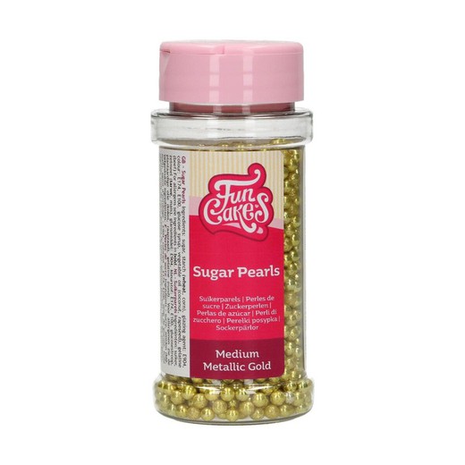 Perlas azúcar sprinkle oro metalizado funcakes 80 grs