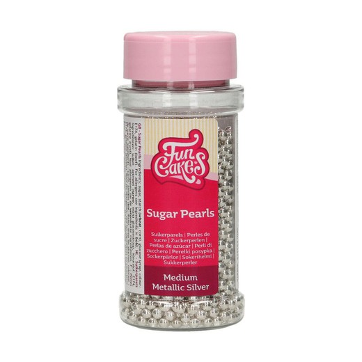 Sprinkle sugar pearls metallic silver funcakes 80 grs