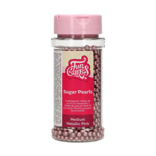 Perlas azúcar sprinkle rosa metálizado funcakes 80 grs