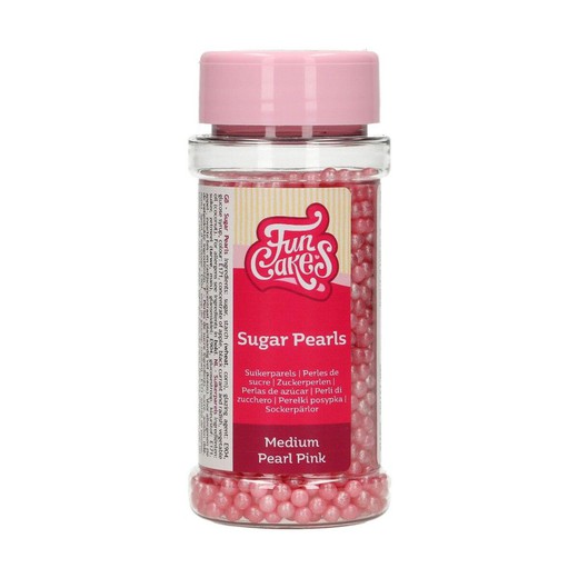 Perełki posypane cukrem perłowo różowe funcakes 80 grs