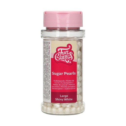 Sprinkle sugar pearls shiny white funcakes 80 grs