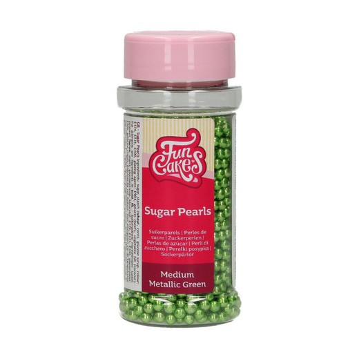 Perle cospargere di zucchero funcakes verde metallizzato 80 gr