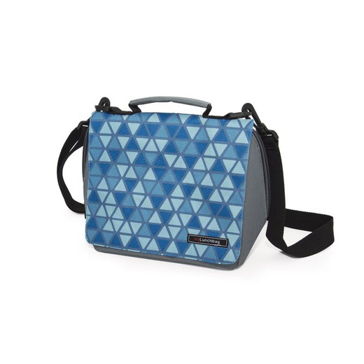 Lunchbag smart geometric triangles blue iris