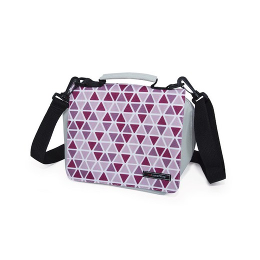 Lunchbag Smart Geometrische Driehoeken Roze Iris